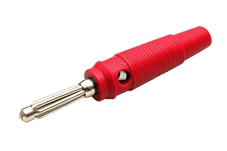 Konektor "banánek" 4mm, izolace PVC, červený