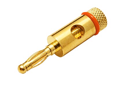 Konektor "banánek" 4mm, zlacený, červený