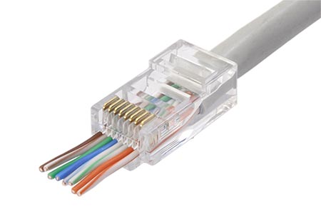 Konektor RJ45 kat. 5e nestíněný, EASY, průchozí, 100 kusů (SXRJ45-5E-UTP-EASY)