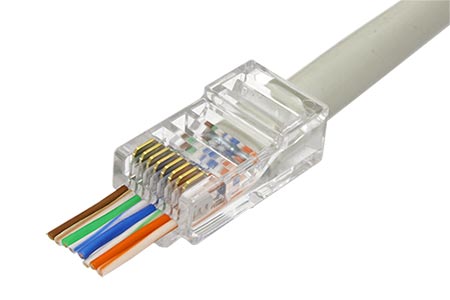 Konektor RJ45 kat. 5e nestíněný, EASY, průchozí, na lanko / drát, 1ks