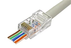 Konektor RJ45 kat. 5e nestíněný, EASY, průchozí, na lanko / drát, 1ks
