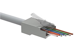 Konektor RJ45 kat. 5e stíněný, EASY, průchozí, 100 kusů (SXRJ45-5E-STP-EASY)