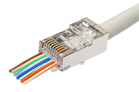 Konektor RJ45 kat. 5e stíněný, EASY, průchozí, na lanko / drát, 50ks
