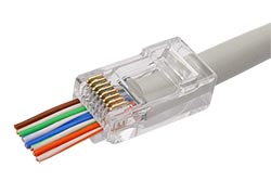 Konektor RJ45 kat. 6a nestíněný, EASY, průchozí, na lanko / drát, 10ks