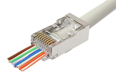 Konektor RJ45 kat. 6a stíněný, EASY, průchozí, na lanko / drát, 10ks