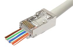 Konektor RJ45 kat. 6a stíněný, EASY, průchozí, na lanko / drát, 10ks