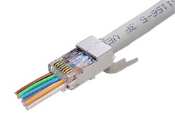 Konektor RJ45 kat. 6a stíněný, EASY, průchozí, na lanko / drát AWG23, 50ks