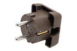 Konektor síťový 250V/16A, samec, CEE 7/4 (DE), lomený, na kabel, hnědý (911.470)