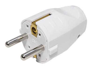 Konektor síťový 250V/16A, samec, CEE 7/7, na kabel, bílý (910.200)