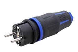 Konektor síťový 250V/16A, samec, CEE 7/7, na kabel, IP20 / 54, černý, pogumovaný (BM0017347)