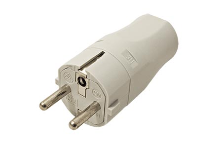 Konektor síťový 250V/16A, samec, CEE 7/7, na kabel, šedý (960.301)