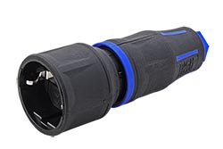 Konektor síťový 250V/16A, samice, CEE 7/3 (DE), na kabel, IP20, černý, pogumovaný (BM0017348)