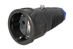 Konektor síťový 250V/16A, samice, CEE 7/3 (DE), na kabel, IP20, černý, TPE (BM0017345)