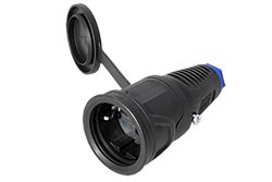 Konektor síťový 250V/16A, samice, CEE 7/3 (DE), na kabel, kryt, IP54, černý, TPE (BM0017346)