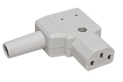 Konektor síťový IEC320 C13 samice, 250V/10A, lomený, na kabel, šedý (915.973)