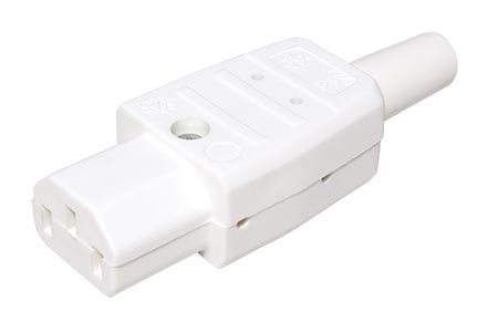 Konektor síťový IEC320 C13 samice, 250V/10A, na kabel, bílý (915.270)