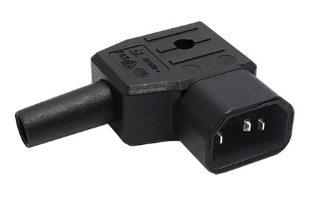 Konektor síťový IEC320 C14 samec, 250V/10A, lomený, na kabel, černý (915.172)