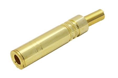 Konektor stereo jack 6,35(F), na kabel, kovový, zlacený
