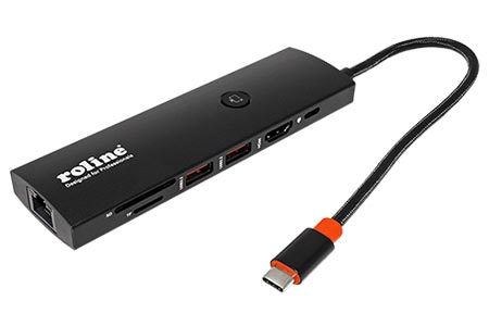 Multiport adaptér USB C (M) -> HDMI A(F) (4K@60Hz), 1Gb LAN, 2x USB A 10Gbps, SD + microSD, USB C (PD)