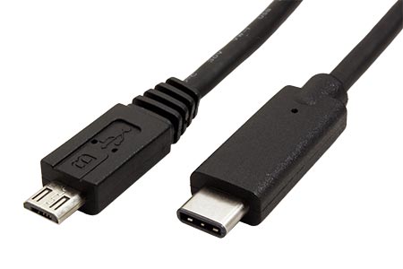 USB 2.0 kabel microUSB B(M) - USB C(M), 2m, černý