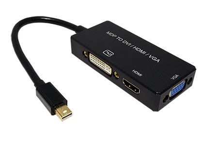 Konvertor miniDP(M) -> HDMI(F) / DVI(F) / VGA(F), 4K@30Hz