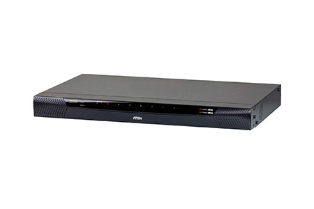KVM přepínač (IP konzole / USB+PS/2 Klávesnice a Myš, VGA) 8:1, virtual media, KVM moduly přes TP (KN1108VA)