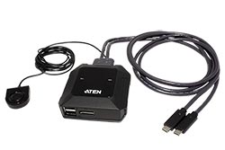 KVM přepínač (USB, DP) 2:1, 2x USB C (US3312)