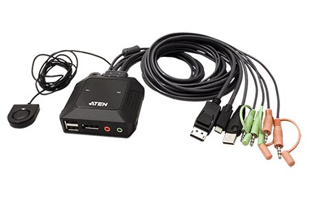 KVM přepínač (USB, DP, Audio) 2:1, DP + USB C, USB (CS52DP)