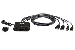 KVM přepínač (USB, HDMI) 2:1, 1080p60Hz, integrované kabely (CS22HF)