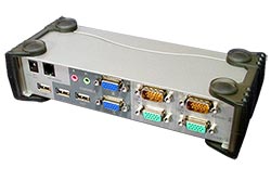 KVM přepínač (USB Klávesnice, 2x VGA, USB Myš, Audio) 2:1, 2x VGA, USB, +USB 2.0 hub (CS1742)