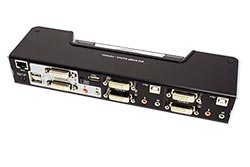 KVM přepínač (USB Klávesnice a Myš, 2x DVI, Audio) 2:1, 2x DVI, USB + USB hub (CS1642A)