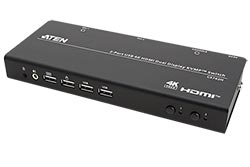 KVM přepínač (USB Klávesnice a Myš, 2x HDMI 4K@60Hz) 2:1, 2x HDMI, USB hub, audio extraktor (CS742H)