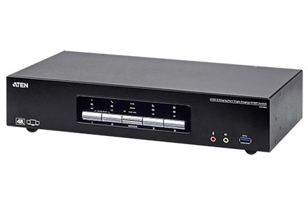 KVM přepínač (USB klávesnice a myš, 3x HDMI, audio) 4:1, 3x DP, USB + USB 3.0 hub, 4K (CS1964)