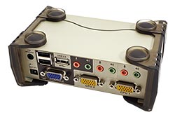 KVM přepínač (USB Klávesnice a Myš, VGA, Audio) 2:1, PS/2 + USB, +2xUSB (CS-1732B)