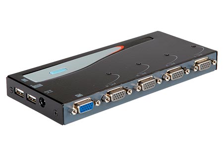 KVM přepínač (USB Klávesnice, VGA, USB Myš) 4:1 USB + PS/2