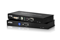 KVM prodlužovací adaptér DVI + USB + Audio + RS232 přes 2x TP, 60m (CE600)
