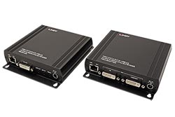 KVM prodlužovací adaptér (USB, DVI, audio, RS232) přes TP, až 140m