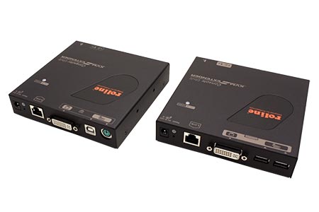 KVM prodlužovací adaptér (USB, DVI), přes TP (RJ45), 100 m