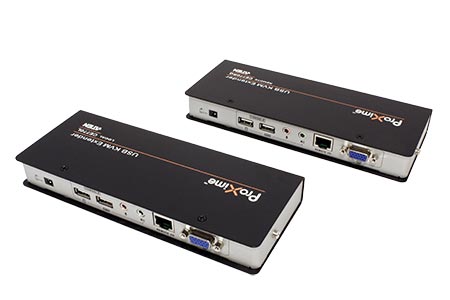 KVM prodlužovací adaptér (USB, VGA, audio, RS232) přes TP, 300m (CE770)