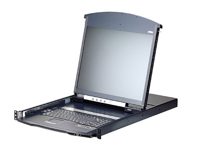 LCD 17" KVM přepínač (IP konzole, USB, VGA + DVI) 16:1, virtual media, dual rail, KVM moduly přes TP, US (KL1108VN)
