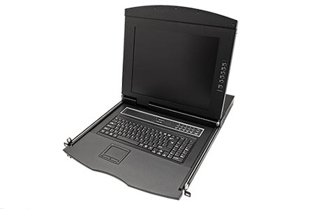 LCD 17" KVM přepínač (USB Klávesnice a Myš, VGA) 8:1, USB, výsuvný, do 19" rozvaděče, UK