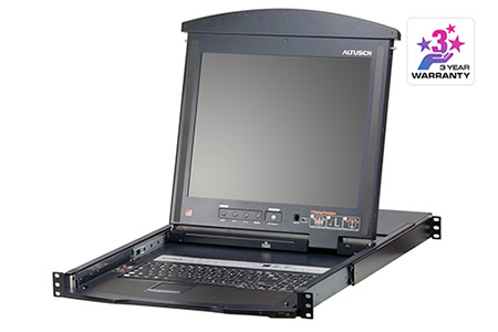 LCD 17" KVM přepínač (USB + PS/2, VGA), 16:1, dual rail, KVM moduly přes TP, US (KL1516AM)
