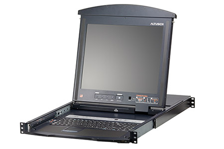 LCD 17" KVM přepínač (USB + PS/2, VGA), 8:1, dual rail, KVM moduly přes TP, US (KL1508AM)