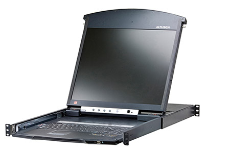 LCD 19" KVM přepínač (IP konzole, USB+PS/2, VGA) 16:1, dual rail, KVM moduly přes TP, US (KL1516AiN)