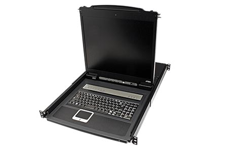 LCD 19" KVM přepínač (Klávesnice, VGA, Myš) 8:1, PS/2 + USB, výsuvný, do 19" rozvaděče, UK (CL1308N)