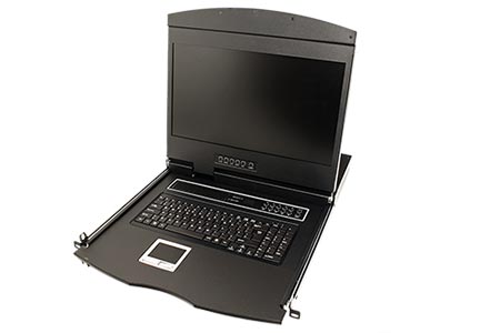 LCD 19" KVM přepínač (USB Klávesnice a Myš, VGA) 8:1, USB, výsuvný, do 19" rozvaděče, UK