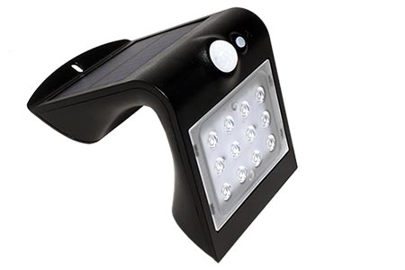 LED světlo na zeď se solární nabíječkou a detekcí pohybu, 1,5 W, černé