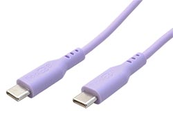 USB 2.0 kabel USB C(M) - USB C(M), silikon, 60W, 1,5m, fialový