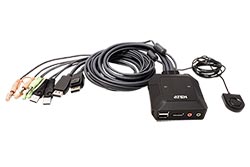 Mini KVM přepínač (USB Klávesnice a Myš, DP, Audio) 2:1, USB, +2x USB (CS22DP)