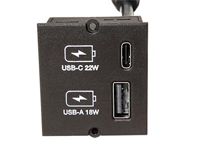 Modul 37x40 nabíjecí USB A + USB C, QC + PD, černý (917.227)